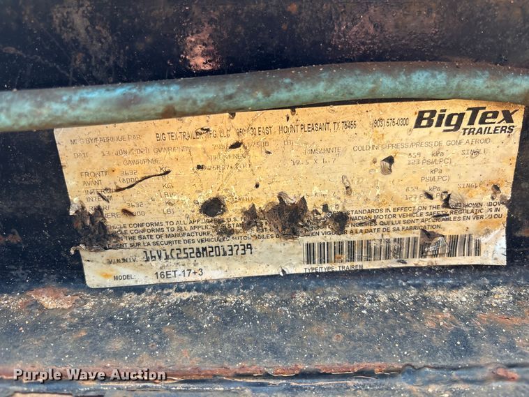 image for item DU6321 2021 BigTex equipment trailer