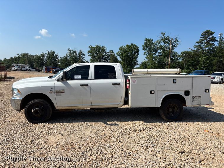 image for item DU6332 2018 RAM 3500 Crew Cab utility bed pickup truck