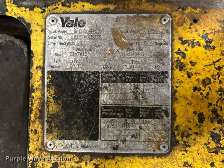 image for item DU6353 Yale GLC050TFNUAE084 forklift