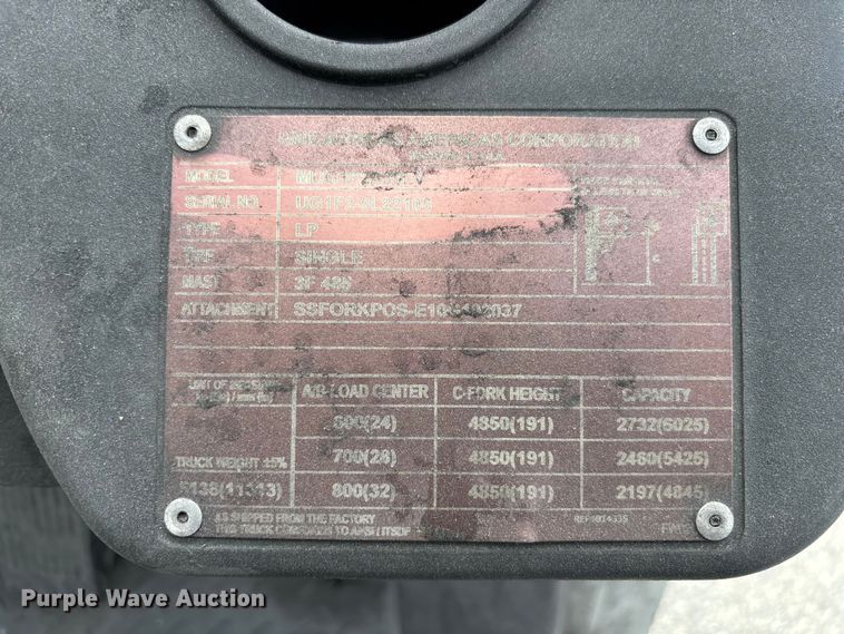 image for item DU6374 2018 Unicarriers PF70 forklift