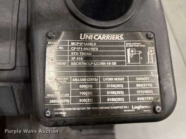 image for item EF1263 2017 UniCarriers CFS40 forklift