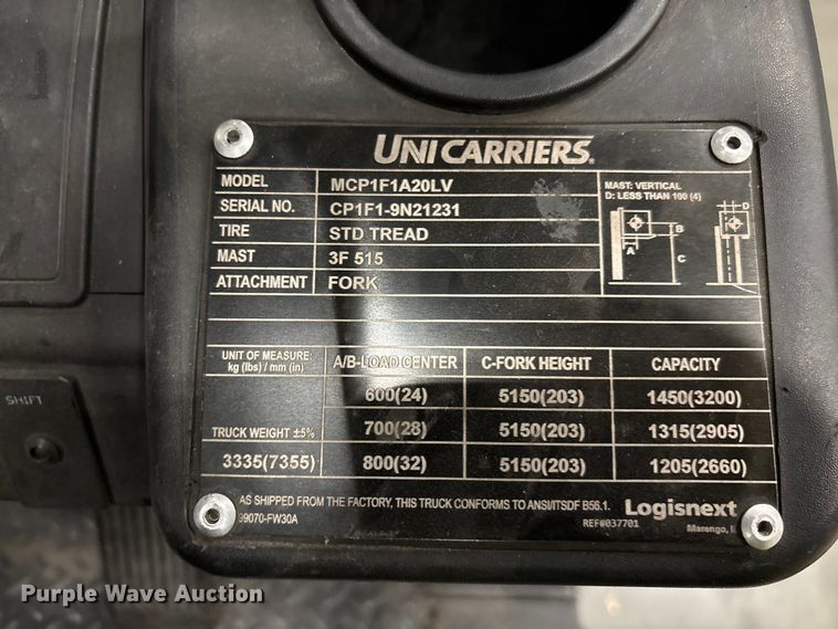 image for item EF1269 2017 UniCarriers CFS40 forklift