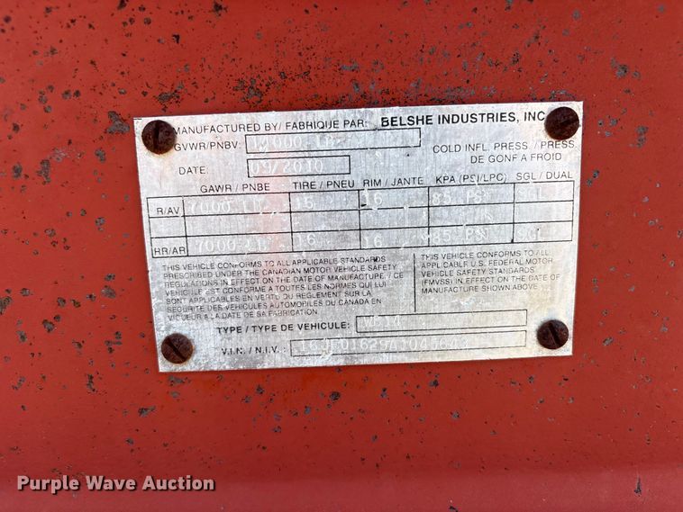 image for item EG9206 2010 Belshe WB14 equipment trailer