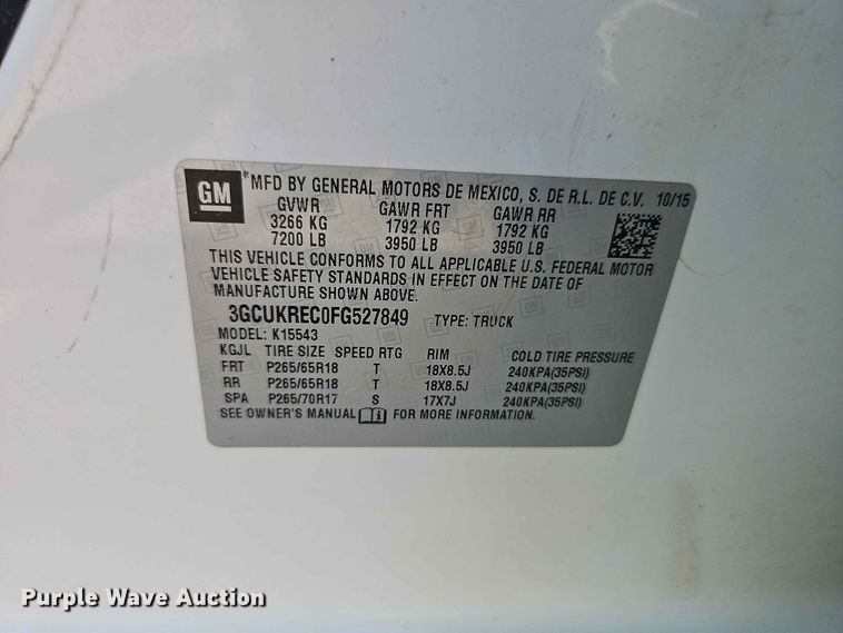 image for item EO8556 2015 Chevrolet Silverado 1500 Crew Cab pickup truck