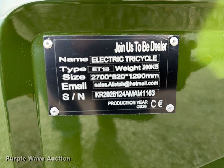image for item EQ8043 2026 Fengxian Kairun EVT ET13 electric tricycle