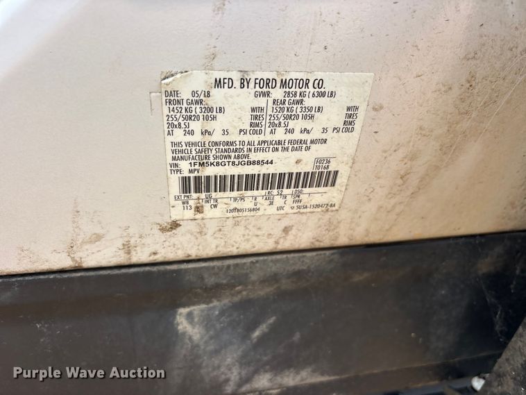 image for item ET0021 2018 Ford Explorer SUV