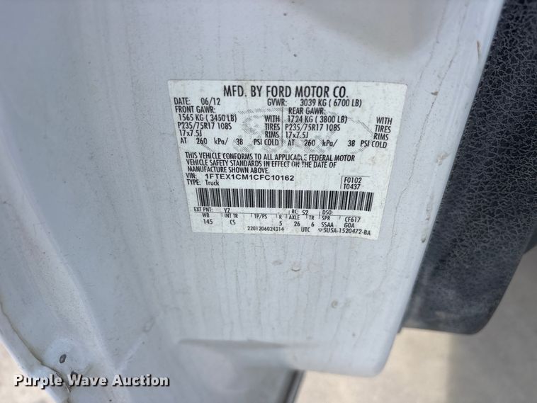 image for item ET2257 2012 Ford F-150 Ext. Cab pickup truck