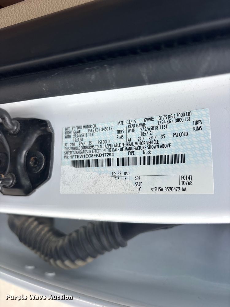 image for item ET2259 2015 Ford F150 Crew Cab pickup truck
