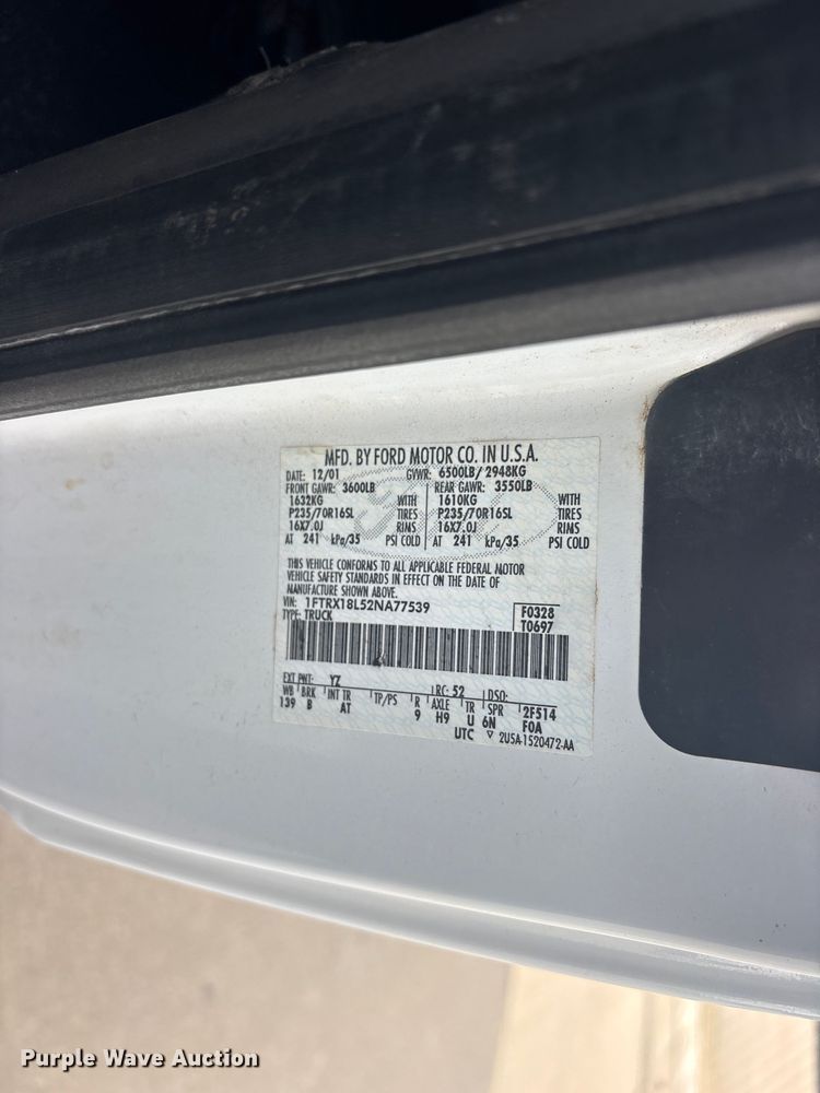 image for item ET2262 2002 Ford F150 Ext. Cab pickup truck