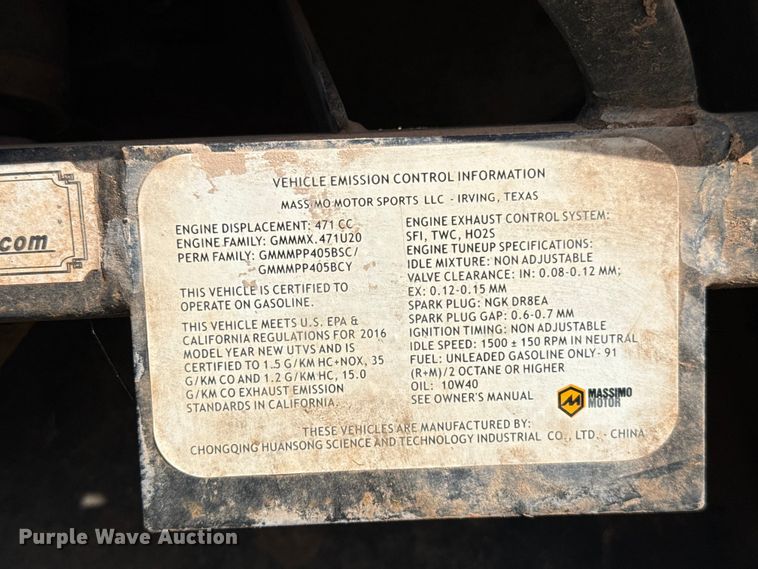 image for item ET6392 2016 Massimo MSU500 4X4 utility vehicle