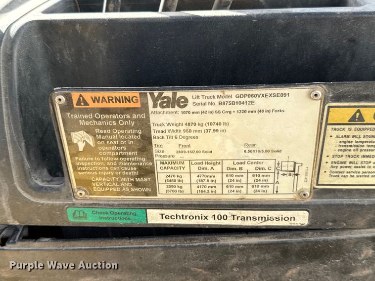 image for item ET6403 Yale GDP060VXEXSE091 forklift