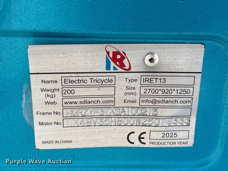 image for item EU0724 IR IRET13 electric tricycle