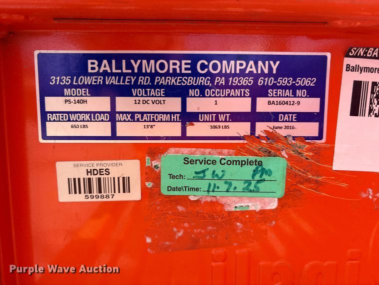 image for item EU0731 2016 Ballymore PS-140H vertical lift