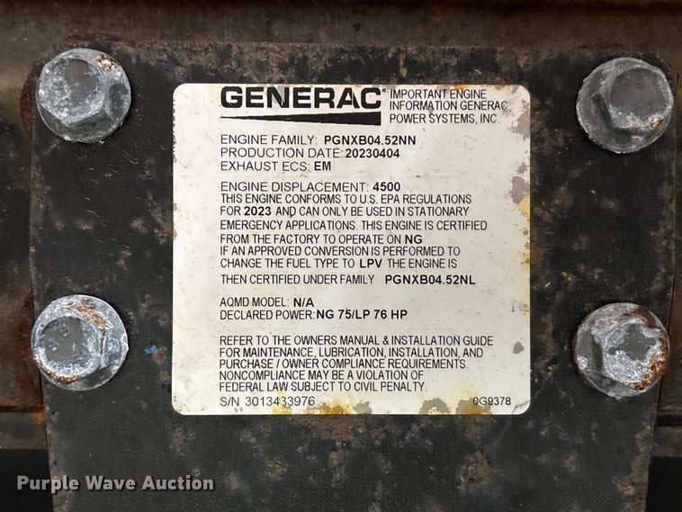 image for item EU0735 2023 Generac RG04845ANAX generator