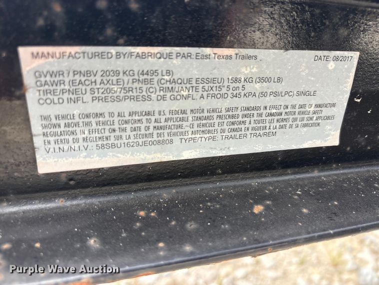 image for item EU5674 2018 East Texas refuse trailer
