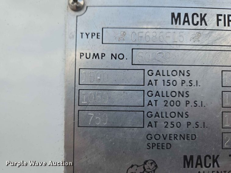 image for item EW0209 1977 Mack CF-600 pumper fire truck
