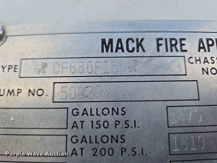 image for item EW0209 1977 Mack CF-600 pumper fire truck