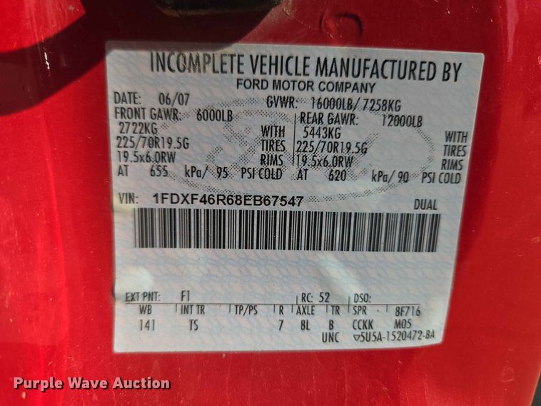 image for item EW0384 2008 Ford F450 Super Duty bucket truck