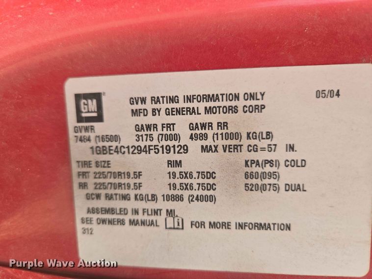 image for item EW0386 2004 Chevrolet C4500 bucket truck