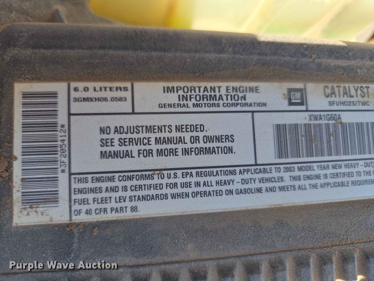image for item EW0434 2003 Chevrolet Silverado 2500HD Crew Cab utility bed pickup truck