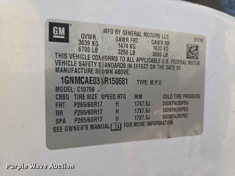 image for item EW0435 2010 Chevrolet Tahoe SUV