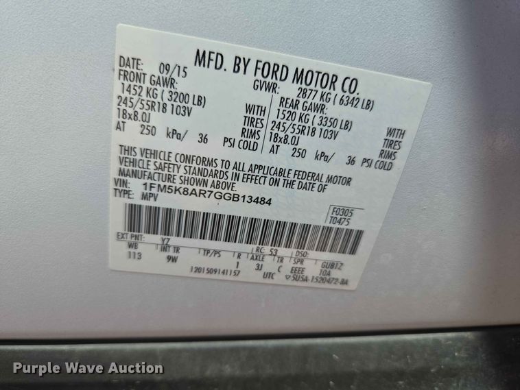 image for item EW0440 2016 Ford Explorer Police SUV
