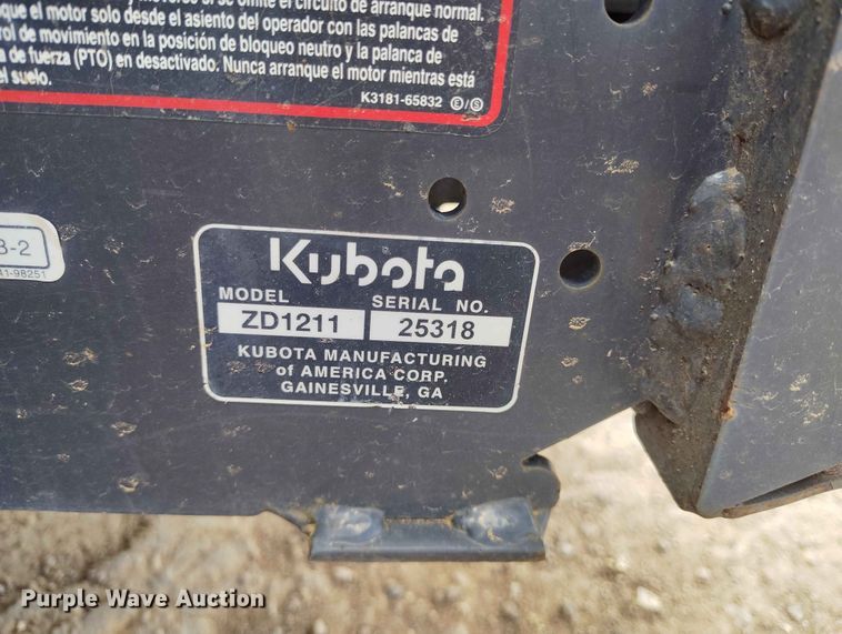 image for item EW1024 Kubota ZD1211 ZTR lawn mower