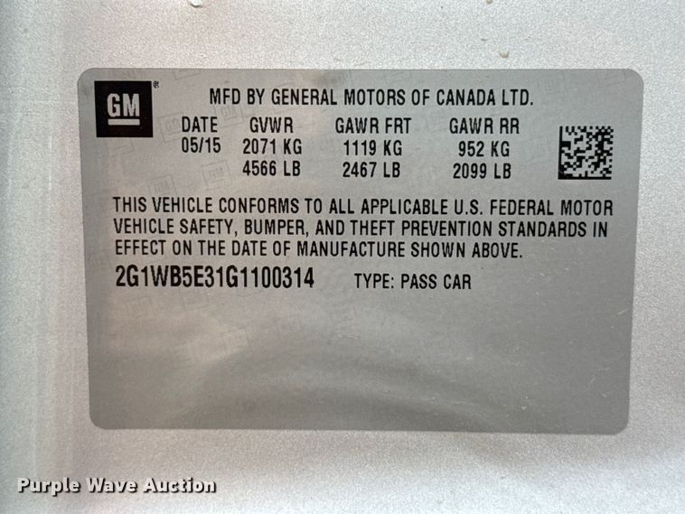 image for item EW4017 2016 Chevrolet Impala 