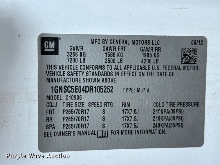 image for item EW4018 2013 Chevrolet Suburban SUV