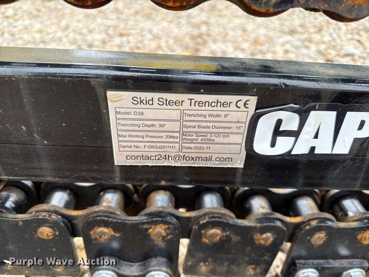 image for item EX2010 2025 Captok D39 skid steer trencher