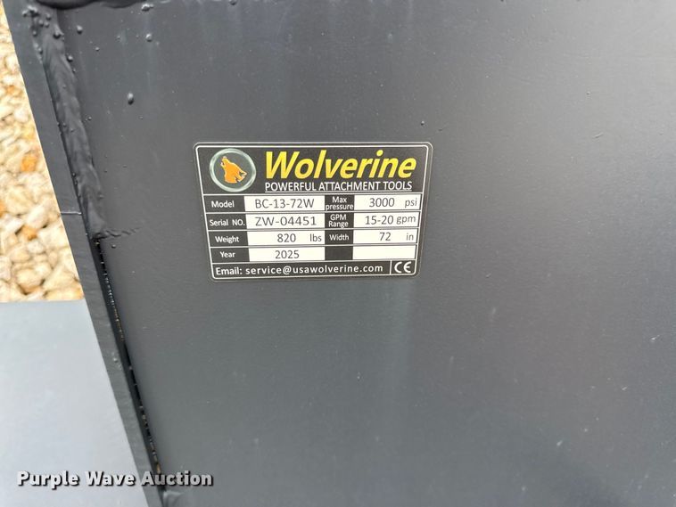 image for item EX2014 2025 Wolverine BC-13-72W skid steer brush mower