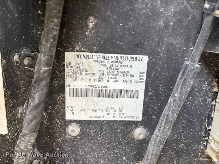 image for item FG0493 2016 Ford Commercial Chassis delivery truck