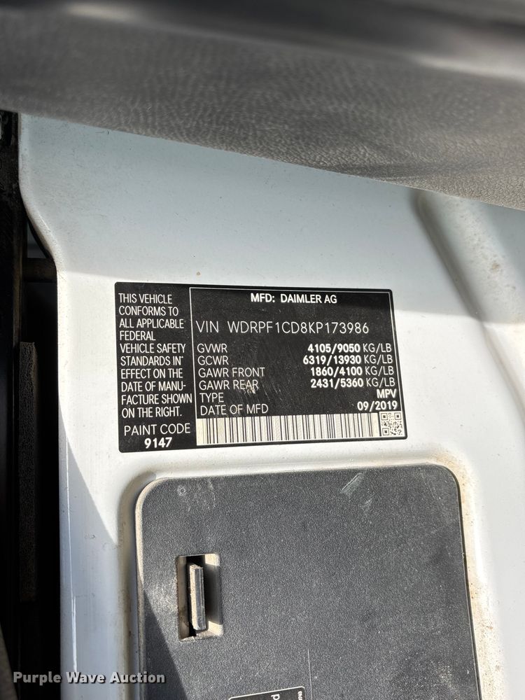 image for item FG0494 2019 Freightliner Sprinter 2500 van