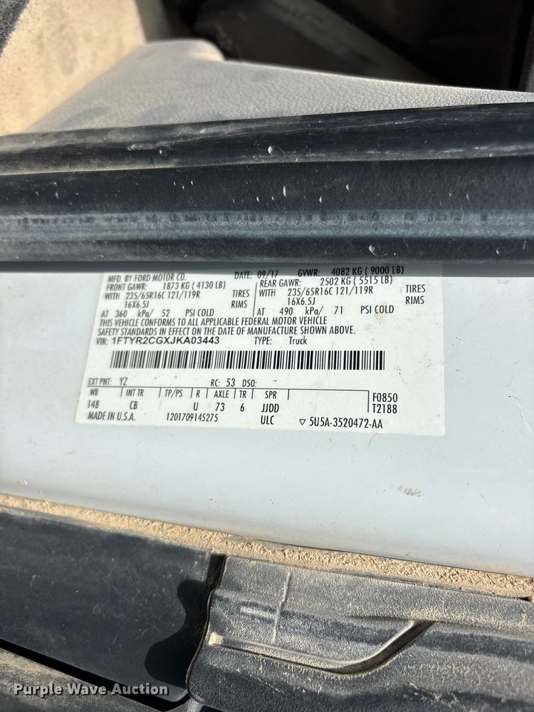 image for item FG0499 2018 Ford Transit 250 van