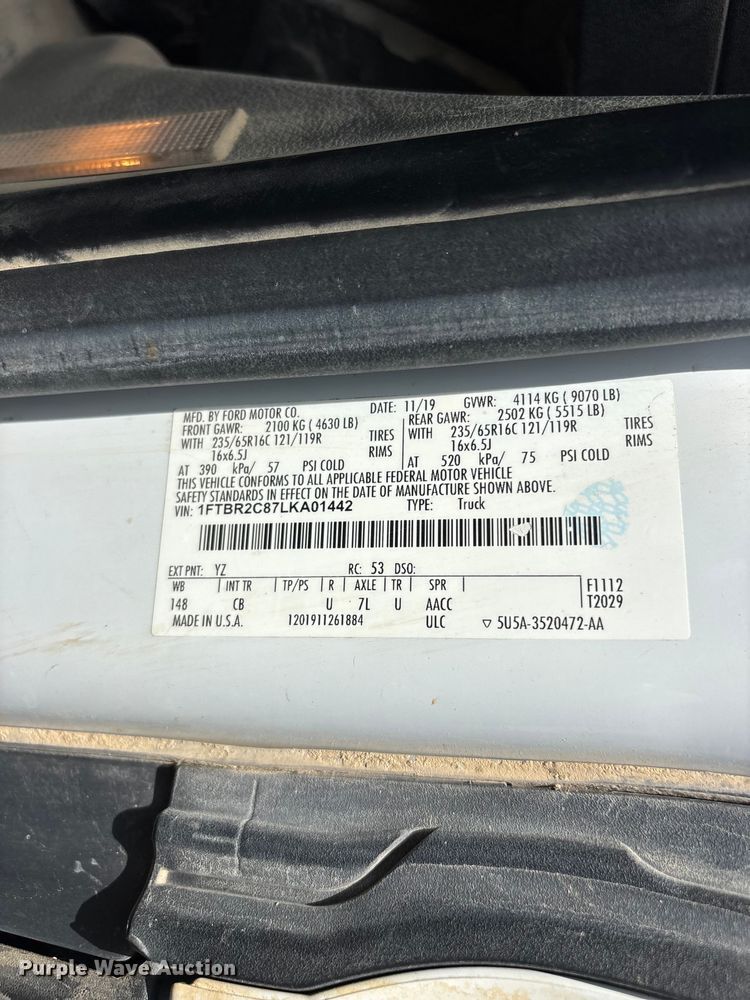 image for item FG0500 2020 Ford Transit 250 van