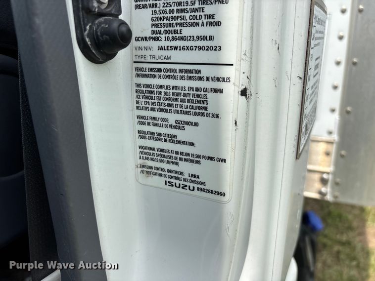 image for item FG0506 2016 Isuzu NQR box truck