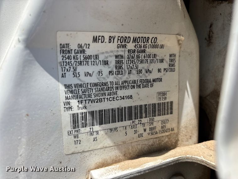 image for item FG0512 2012 Ford F250 Super Duty Crew Cab pickup truck