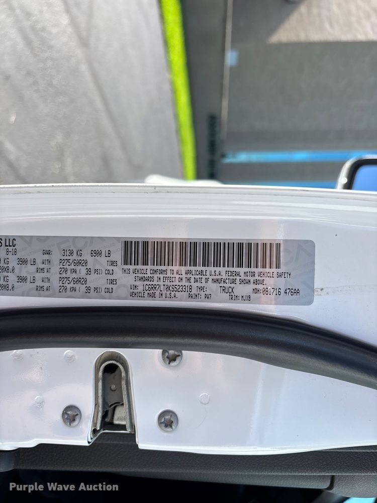 image for item FG0514 2019 RAM 1500 Crew Cab pickup truck