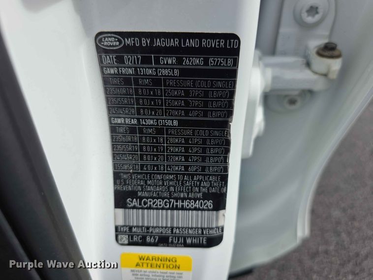 image for item FH6186 2017 Land Rover Discovery Sport SUV