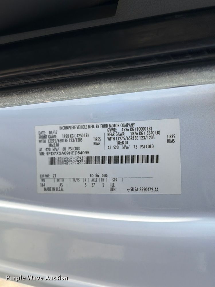 image for item FI0273 2017 Ford F250 Super Duty Ext. Cab utility bed pickup truck
