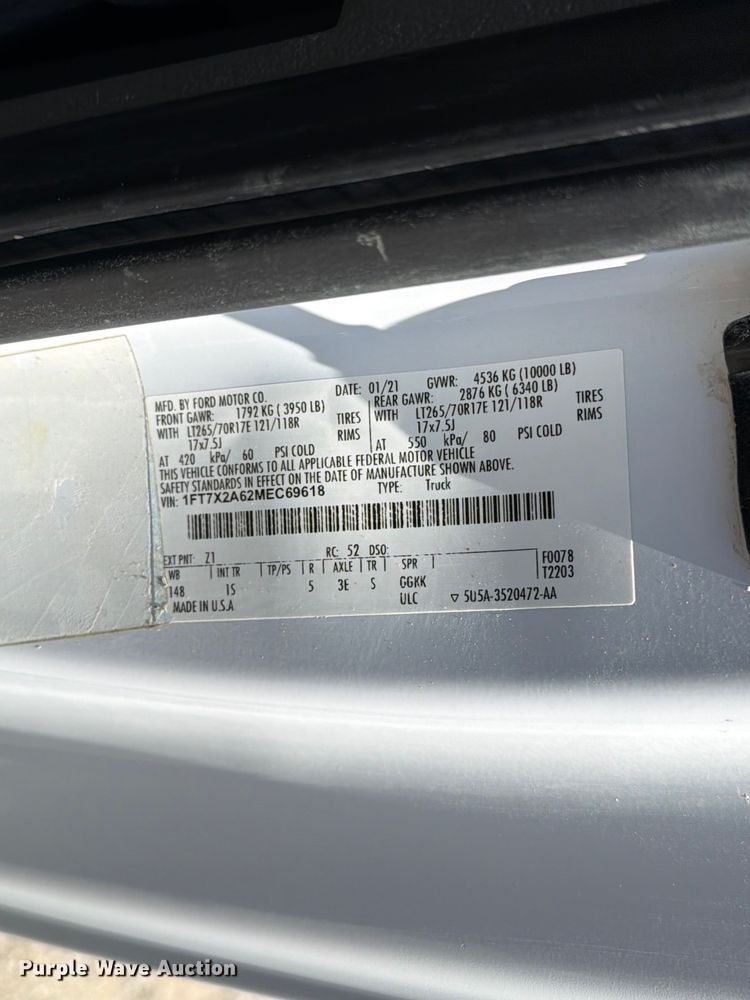 image for item FI0277 2021 Ford F250 Super Duty Ext. Cab pickup truck