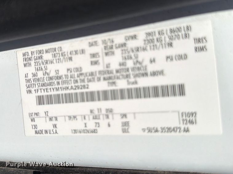 image for item FI1007 2017 Ford Transit 150 van