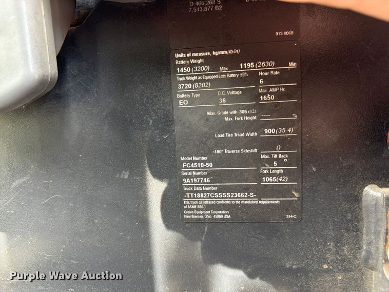 image for item FK3107 Crown FC4510-50 forklift