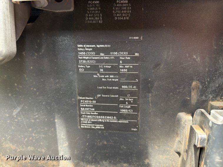 image for item FK3109 Crown FC4510-50 forklift