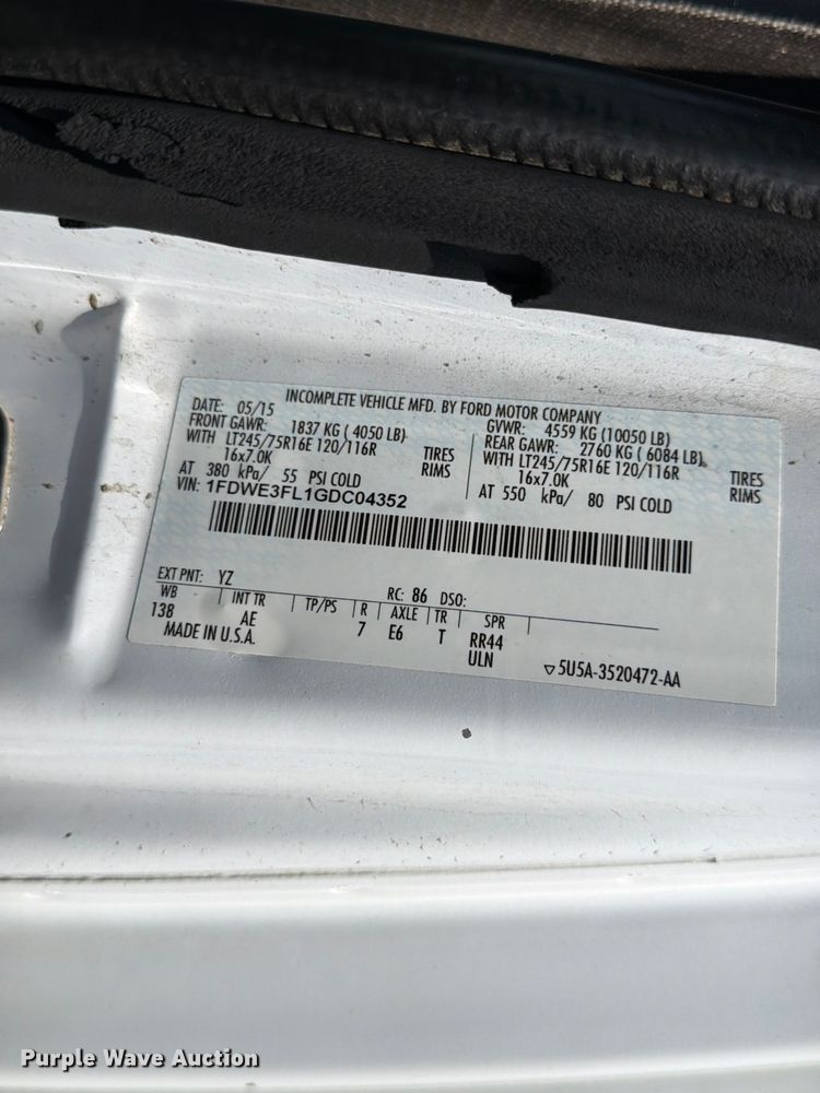 image for item FM7555 2016 Ford E350 Super Duty utility van