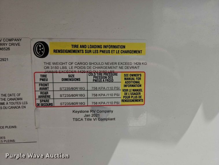 image for item FN5717 2021 Keystone Raptor 429 toy hauler camper