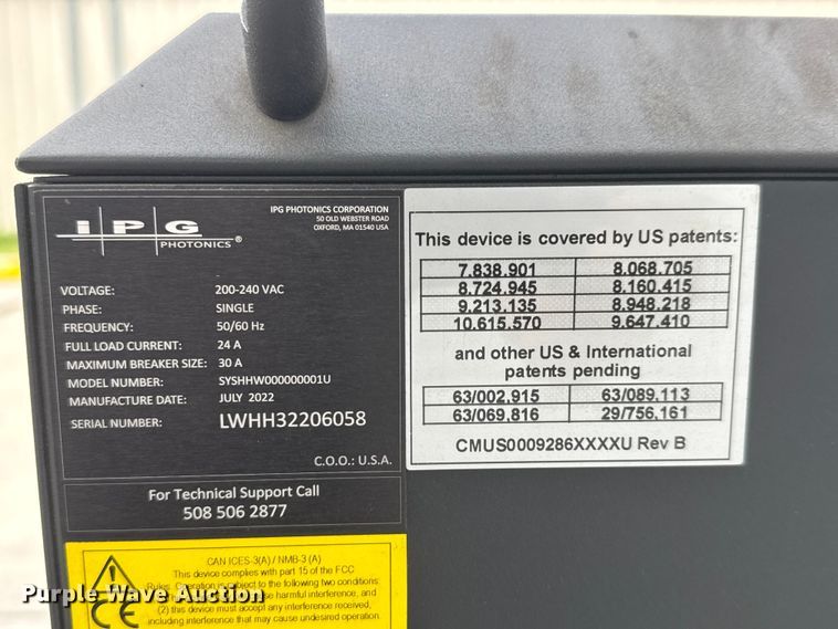 image for item NJ9121 2022 IPG Photonics LightWELD SYSHHW000000001U laser welder