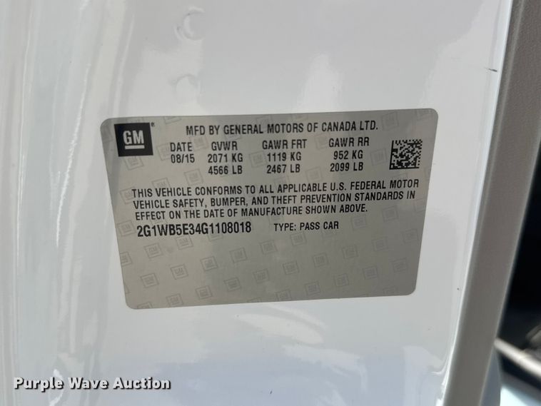 image for item NJ9192 2016 Chevrolet Impala 