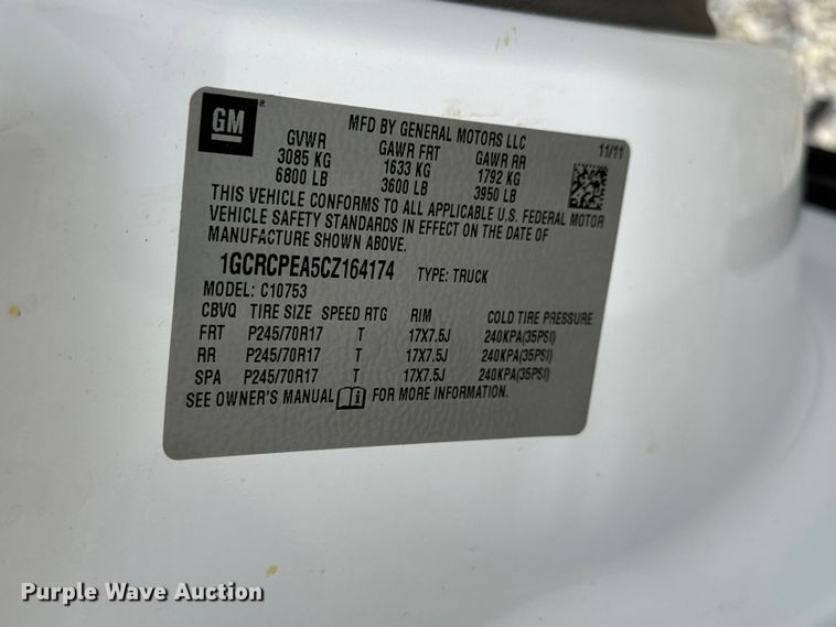 image for item NJ9197 2012 Chevrolet Silverado 1500 Ext. Cab pickup truck