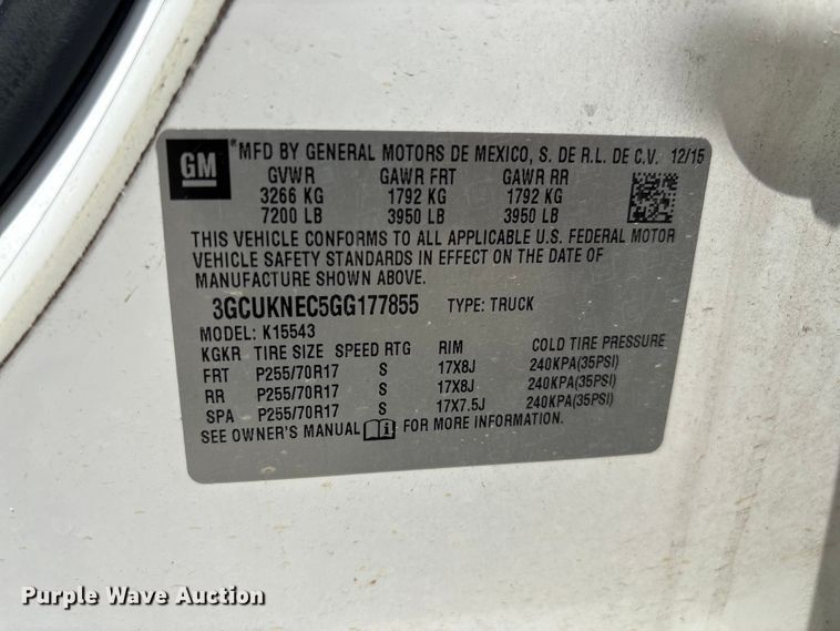 image for item YA3640 2016 Chevrolet Silverado 1500 Crew Cab pickup truck